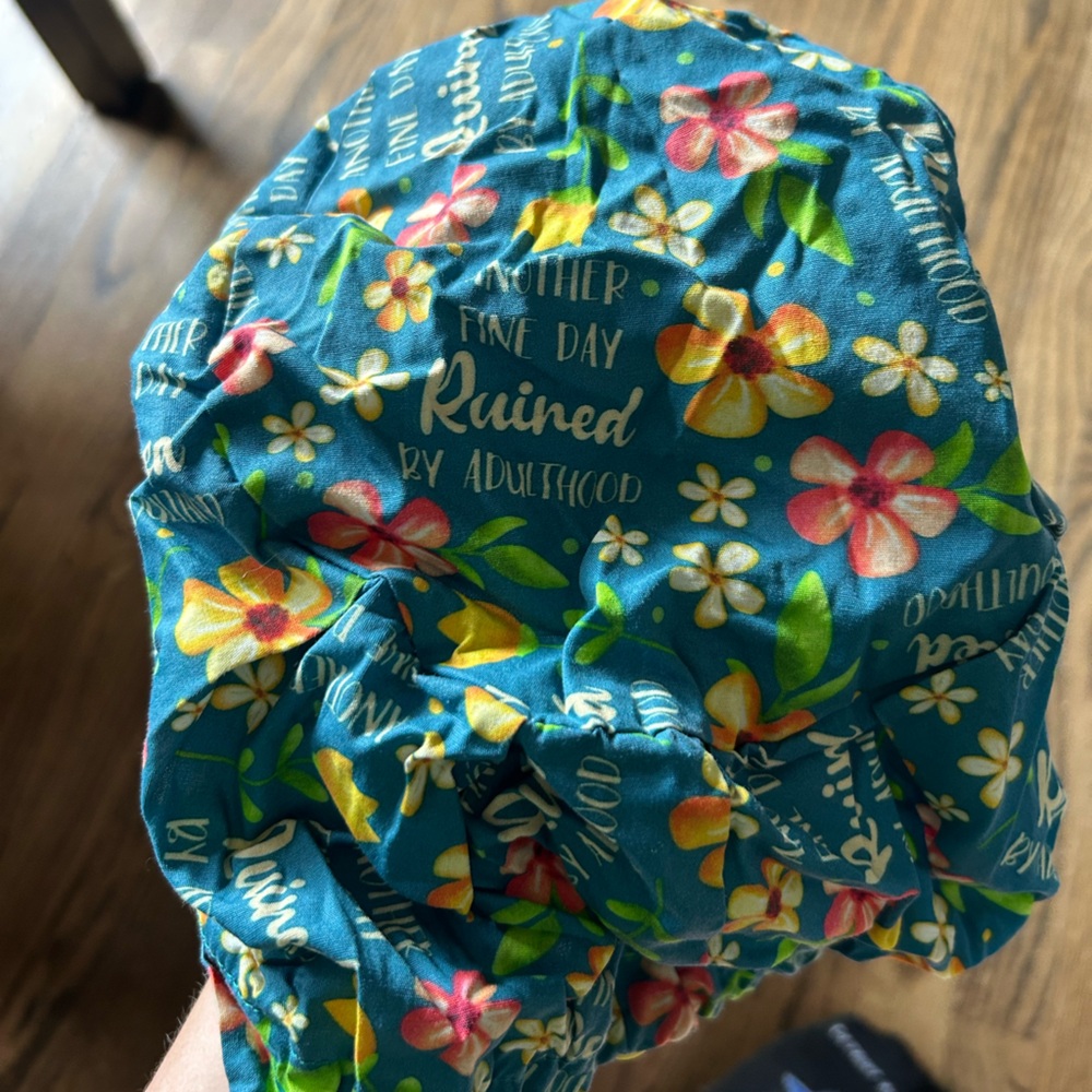 Floral Blue Hair Bonnet scrub cap
